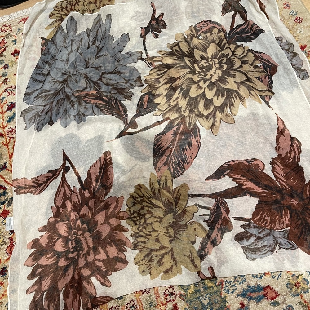 Sheer floral blanket scarf